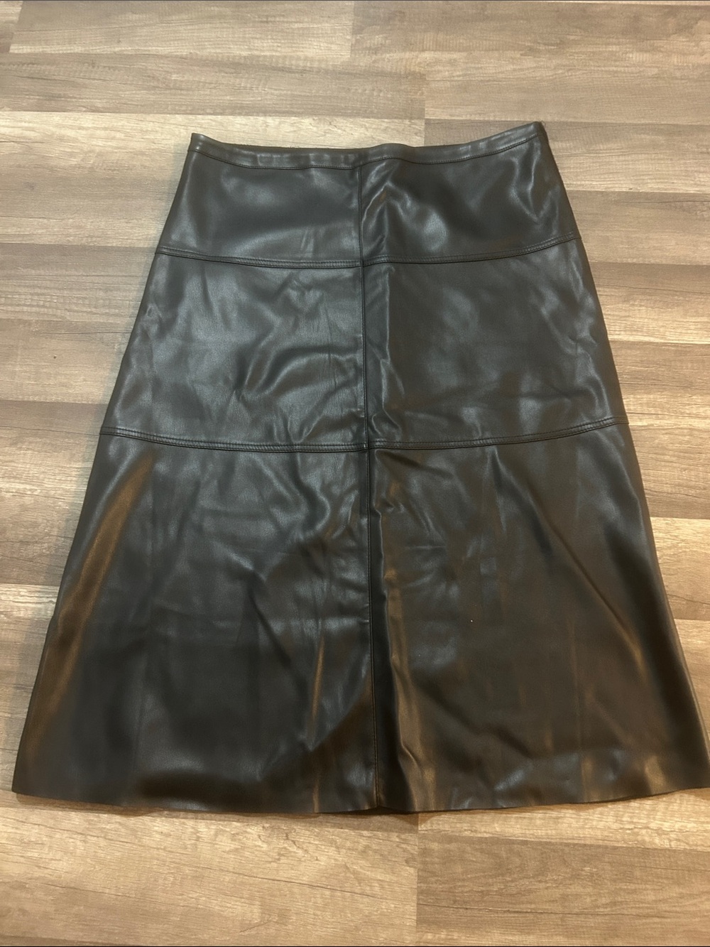 Sioni Women’s Skirt Black Faux Leather A-Line Midi Size XL NWOT